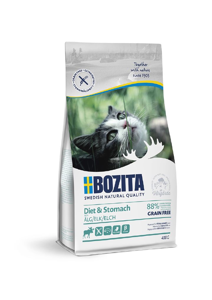 BOZITA Katzen-Trockenfutter Diet & Stomach Grain free Elk